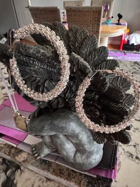 Large Crystal Hoop Earrings - Clear Sparkle